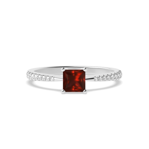 4 Prong Princess Delicate shoulder tappered Garnet Engagement Rings