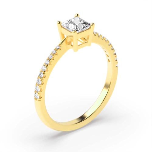 4 Prong Princess Yellow Gold Solitaire Engagement Ring