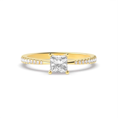 4 Prong Princess Yellow Gold Solitaire Engagement Ring