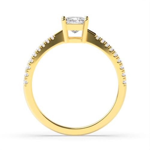 4 Prong Princess Yellow Gold Solitaire Engagement Ring