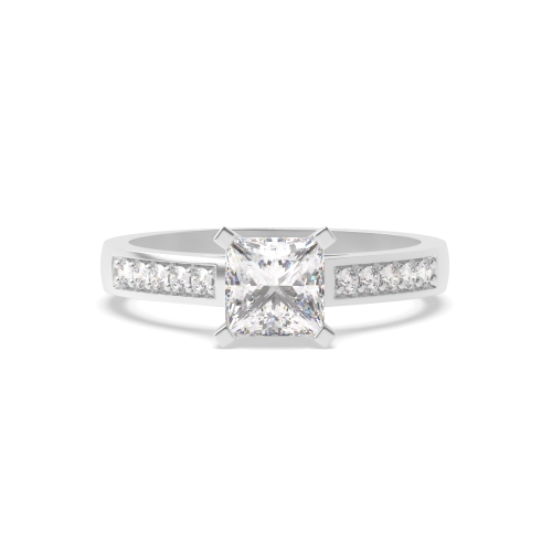4 Prong Princess Square claws open set Naturally Mined Diamond Engagement Rings