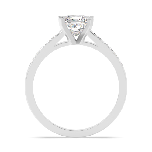 4 Prong Princess Square claws open set Naturally Mined Diamond Engagement Rings