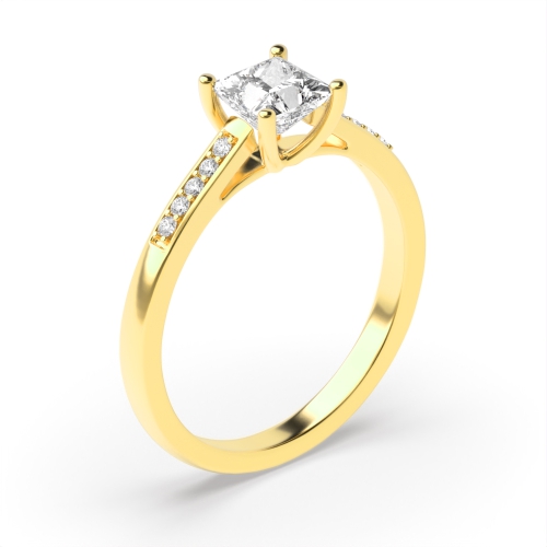 Princess Engagement Ring With Open Setting Shoulder Set Diamond