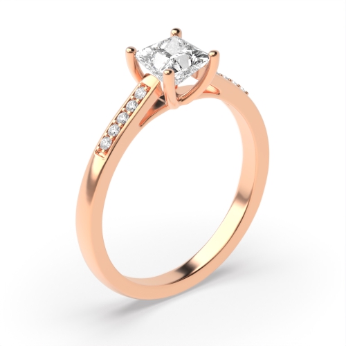 4 Prong Princess Rose Gold Round Claws Open Set Engagement Rings