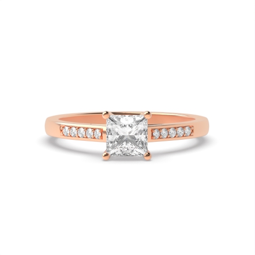 4 Prong Princess Rose Gold Round Claws Open Set Engagement Rings