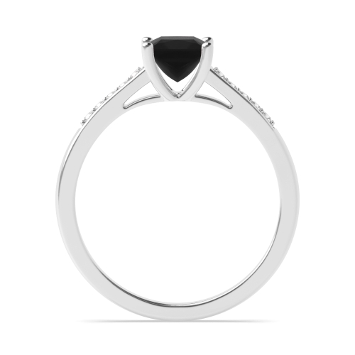 4 Prong Princess Round Claws Open Set Black Diamond Solitaire Engagement Rings