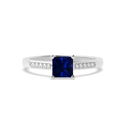 4 Prong Princess Round Claws Open Set Blue Sapphire Engagement Rings