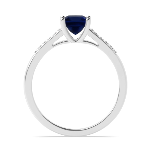 4 Prong Princess Round Claws Open Set Blue Sapphire Engagement Rings