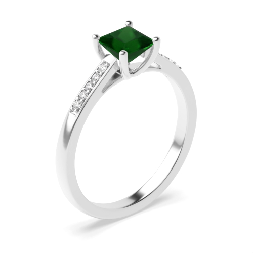 4 Prong Princess Round Claws Open Set Emerald Engagement Rings