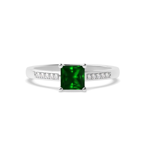 4 Prong Princess Round Claws Open Set Emerald Engagement Rings