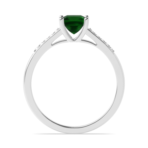 4 Prong Princess Round Claws Open Set Emerald Engagement Rings