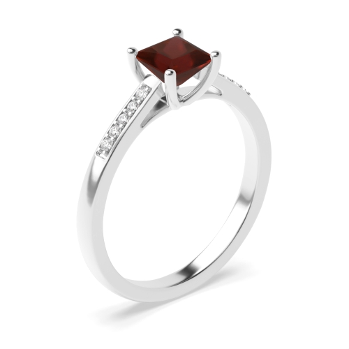 4 Prong Princess Round Claws Open Set Garnet Engagement Rings