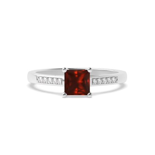 4 Prong Princess Round Claws Open Set Garnet Engagement Rings