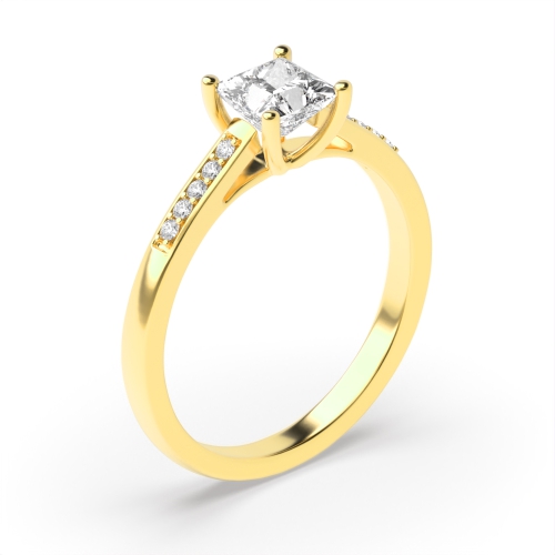 4 Prong Princess Yellow Gold Solitaire Engagement Ring