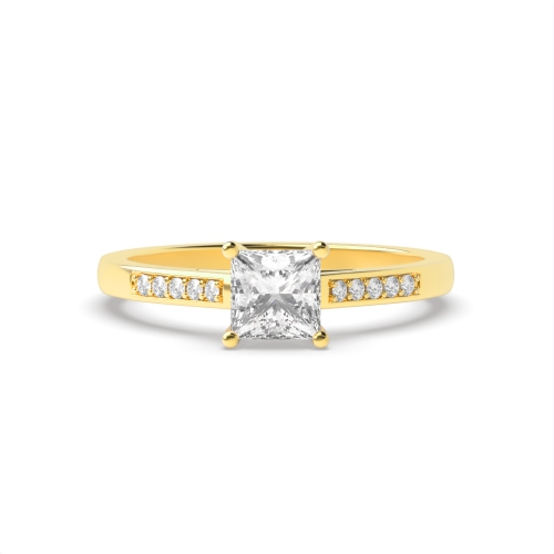 4 Prong Princess Yellow Gold Solitaire Engagement Ring