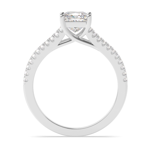 4 Prong Princess Side Channels Set Solitaire Engagement Ring