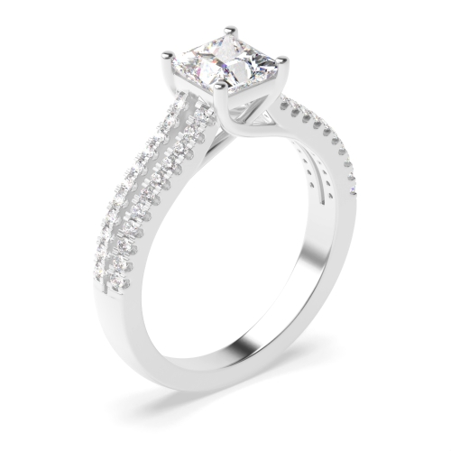 4 Prong Princess Side channels set Engagement Rings