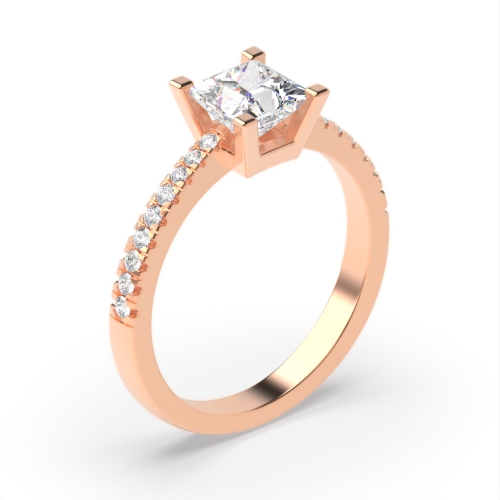 Princess Engagement Ring With U Setting Shoulder Set Diamond