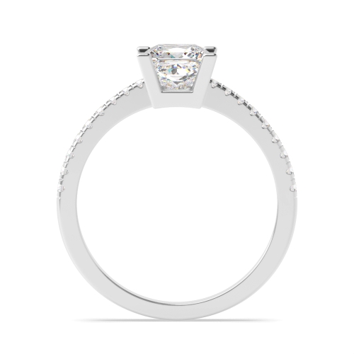 4 Prong Princess Basket set side stone Naturally Mined Diamond Engagement Rings