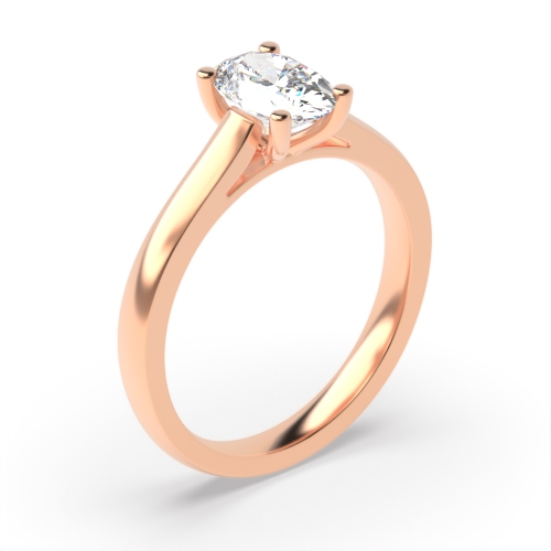 4 Prong Oval Rose Gold wide shank open set Engagement Rings