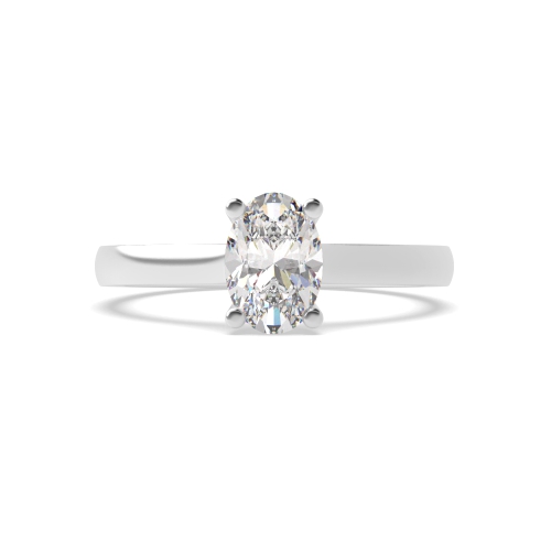 4 Prong Oval wide shank open set Solitaire Engagement Rings