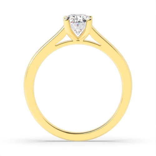 4 Prong Oval Yellow Gold wide shank open set Engagement Rings