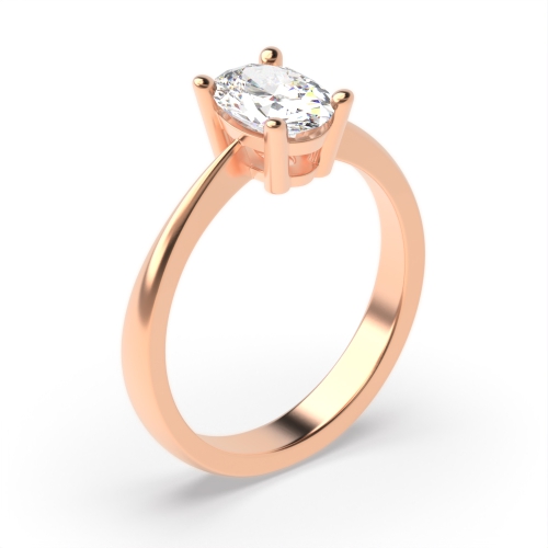 4 Prong Oval Rose Gold Basket set slim shoulder Engagement Rings