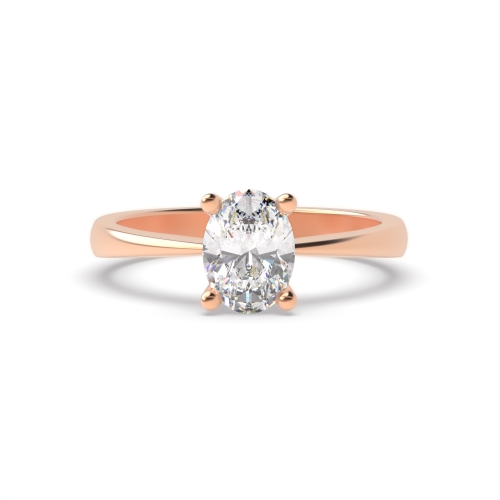 4 Prong Oval Rose Gold Basket set slim shoulder Engagement Rings