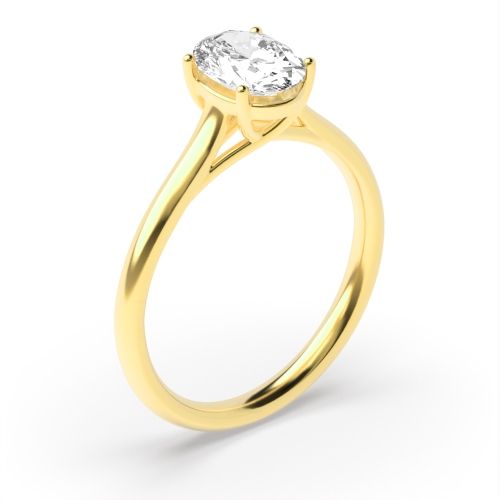 4 Prong Oval Yellow Gold Solitaire Engagement Rings
