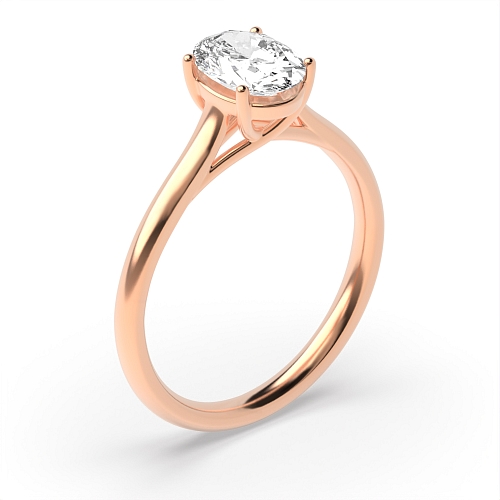 Oval Rose Gold Crossover claws high set Engagement Rings