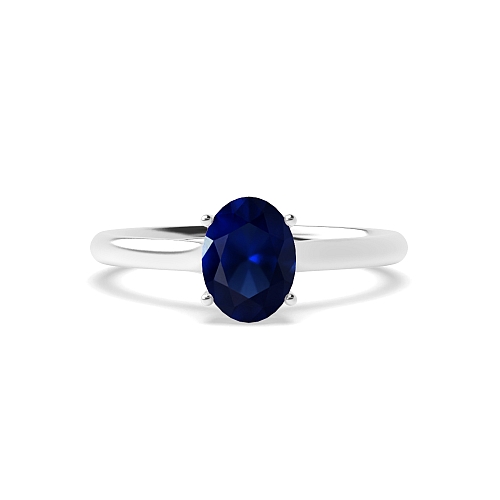 Oval Crossover claws high set Blue Sapphire Engagement Rings