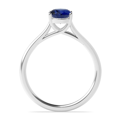 Oval Crossover claws high set Blue Sapphire Engagement Rings
