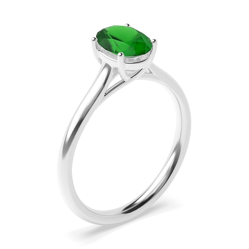Oval Crossover claws high set Emerald Engagement Rings