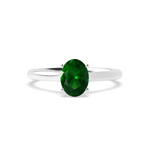 Oval Crossover claws high set Emerald Engagement Rings