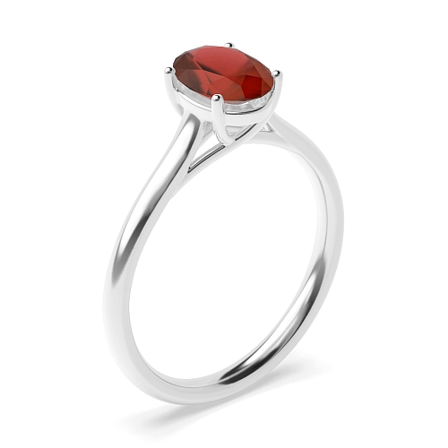 Oval Crossover claws high set Garnet Engagement Rings