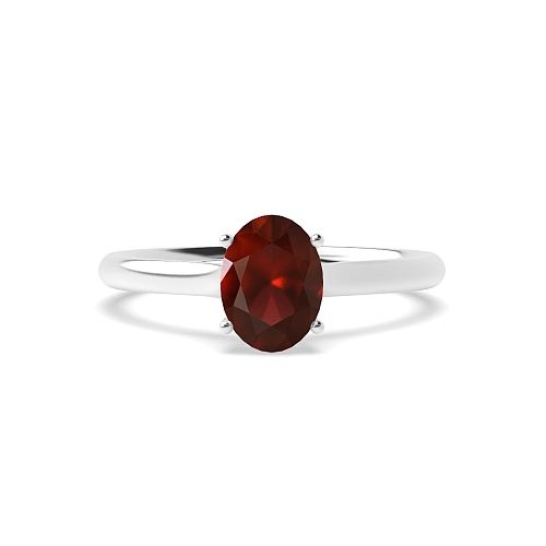 Oval Crossover claws high set Garnet Engagement Rings