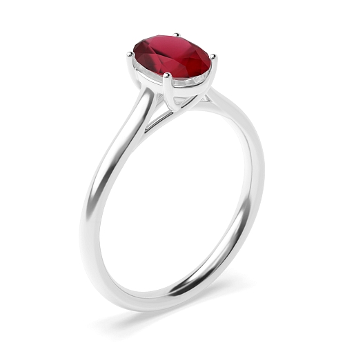 Oval Crossover claws high set Ruby Engagement Rings