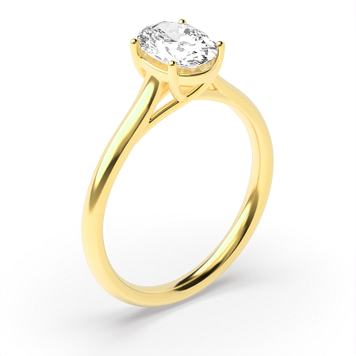 Oval Yellow Gold Crossover claws high set Engagement Rings
