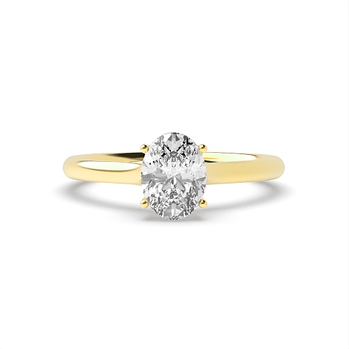 Oval Yellow Gold Crossover claws high set Engagement Rings