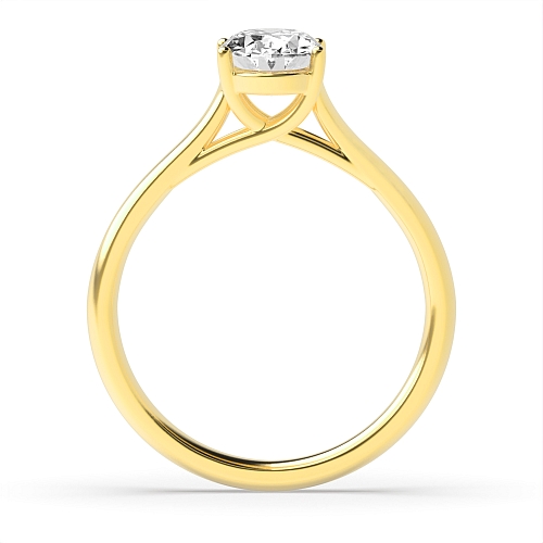 Oval Yellow Gold Crossover claws high set Engagement Rings