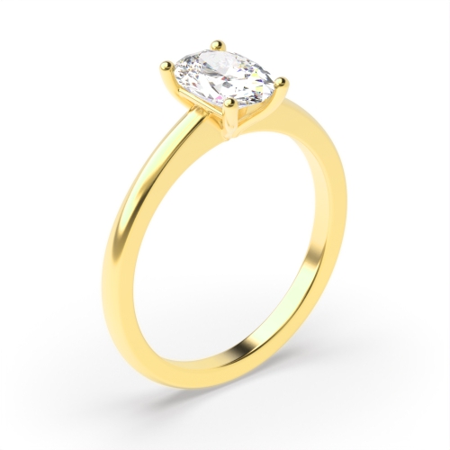 4 Prong Oval Yellow Gold Classic Solitaire Engagement Rings