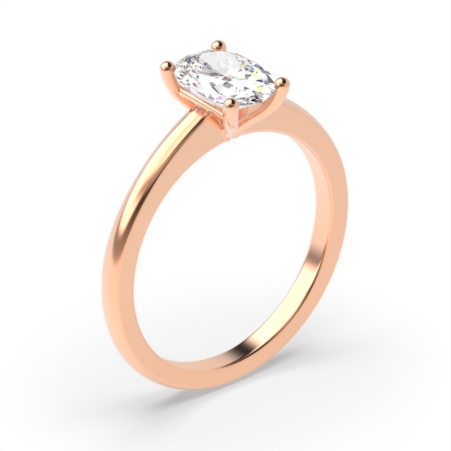 4 Prong Oval Rose Gold Solid shoulder open set Engagement Rings