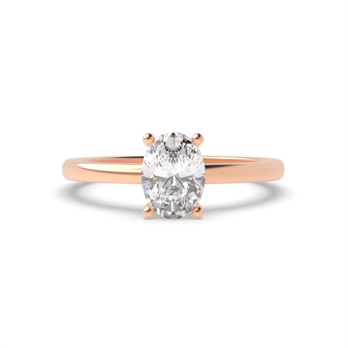 4 Prong Oval Rose Gold Solid shoulder open set Engagement Rings
