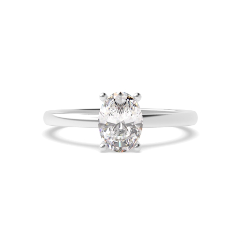 4 Prong Oval Solid shoulder open set Solitaire Engagement Rings