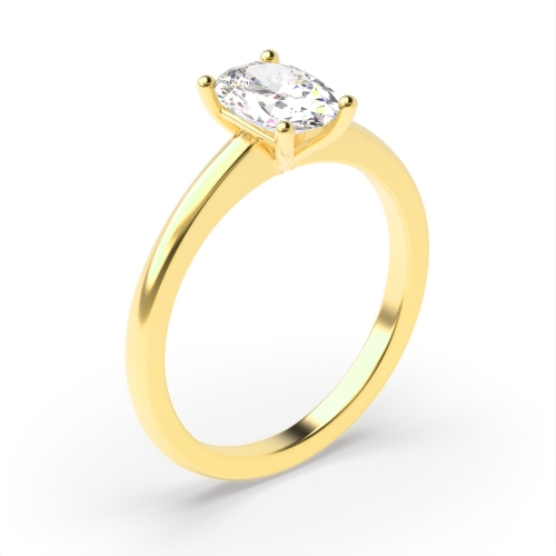 4 Prong Oval Yellow Gold Solid shoulder open set Engagement Rings