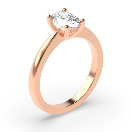 4 Prong Oval Rose Gold Pointy solid shoulder Engagement Rings