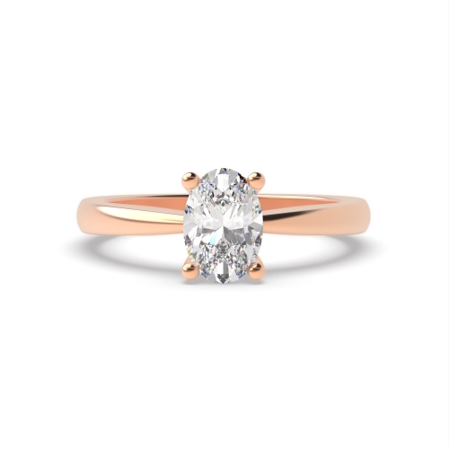 4 Prong Oval Rose Gold Pointy solid shoulder Engagement Rings