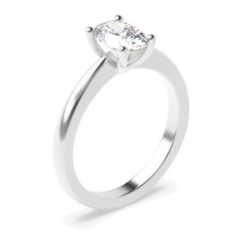 4 Prong Oval Pointy solid shoulder Solitaire Engagement Rings