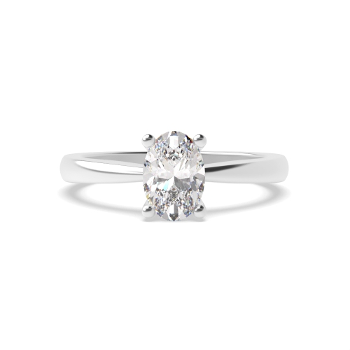 4 Prong Oval Pointy solid shoulder Solitaire Engagement Rings
