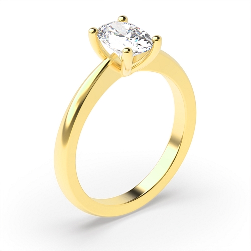 Oval Yellow Gold Pointy solid shoulder Engagement Rings